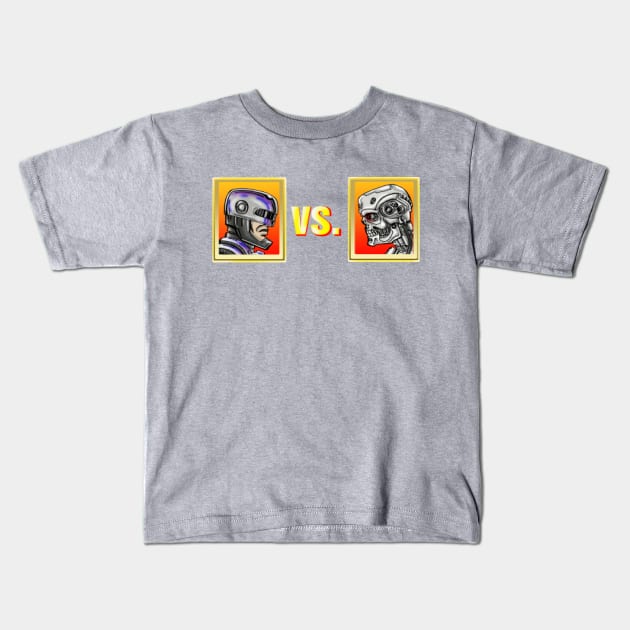 Machine Man vs Man Machine Kids T-Shirt by CroctopusArt